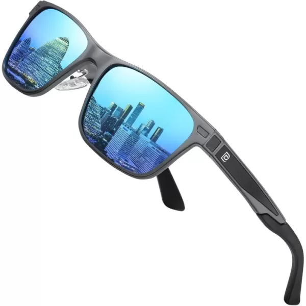 DUCO Polarized Sunglasses for Men Vintage Aluminum Frame Retro Sports Sun Glasses Driving Shades 100 UV Protection 8207Gunmetal Frame Revo Blue Lens