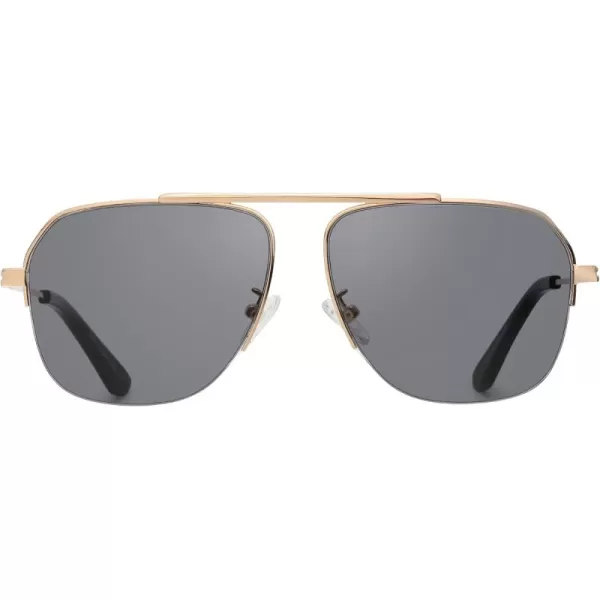 DUCO Retro Aviator Sunglasses for Mens Womens SemiRimless NonPolarized Trendy Sun Glasses Metal Frame for Driving DC3035Gold Frame Grey Lens