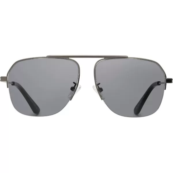 DUCO Retro Aviator Sunglasses for Mens Womens SemiRimless NonPolarized Trendy Sun Glasses Metal Frame for Driving DC3035Gunmetal Frame Grey Lens