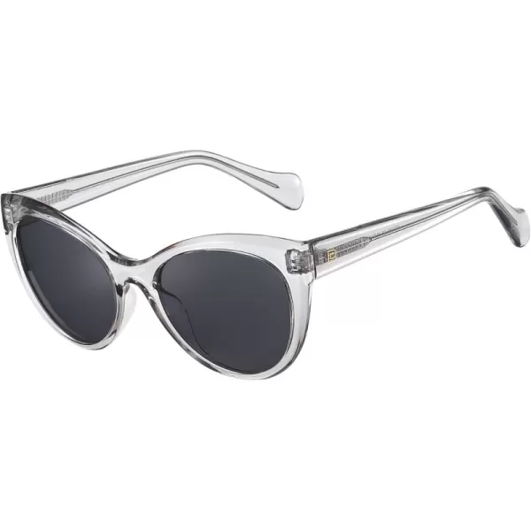 DUCO Vintage Cat Eye Sunglasses for Women Trendy Polarized Sun Glasses Oversized Designer Shades 2350Clear Frame Grey Lens