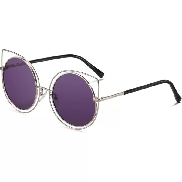 DUCO Vintage Square Cat Eye Sunglasses for Women Meatl Frame Polarized Sun Glasses UV Protection W001Bgold Frame Purple Lens