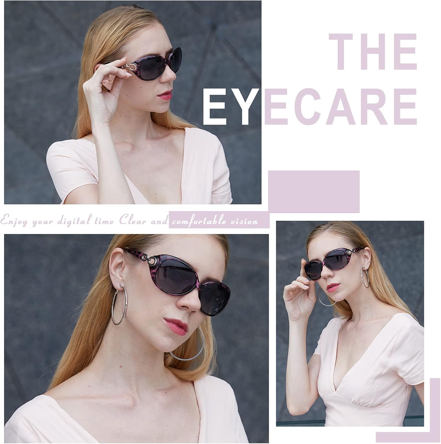 DUCO Oversized Polarized Sunglasses for Women Retro Trendy Frame Vintage Ladies Shades UV Protection 1220Purple Tortoise Frame Grey Lens