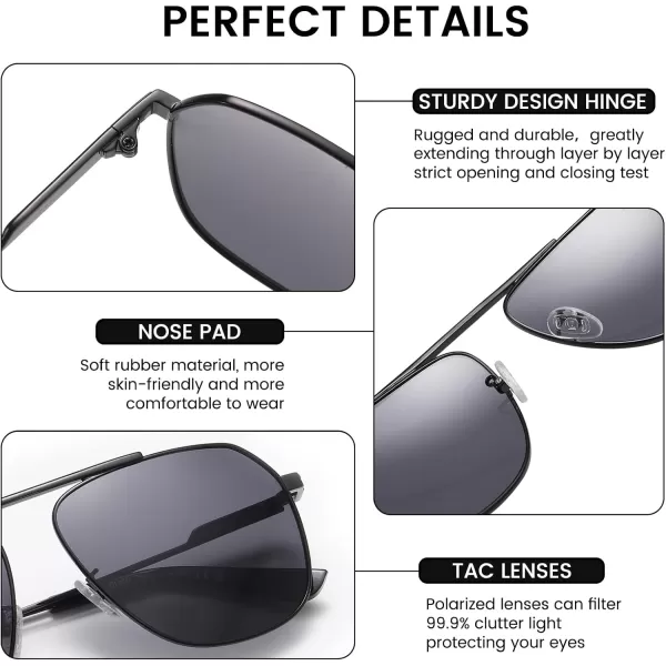 DUCO Aviator Sunglasses for Mens Womens Polarized Retro Sun Glasses Metal Frame for Driving Fishing 100 UV Protection 3035KBlack Frame Grey Len