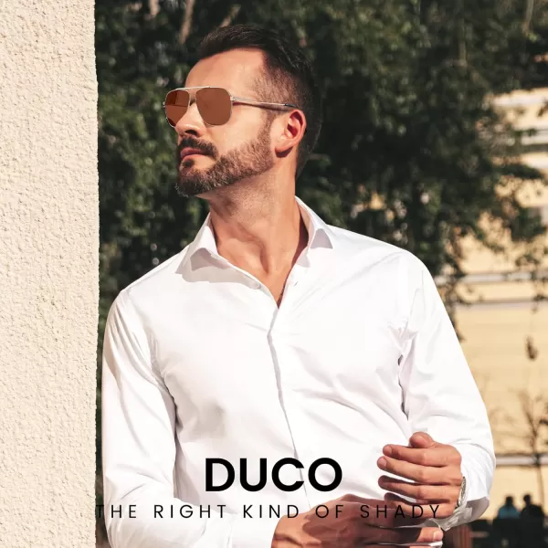 DUCO Aviator Sunglasses for Mens Womens Polarized Retro Sun Glasses Metal Frame for Driving Fishing 100 UV Protection 3035KGold Frame Brown Len