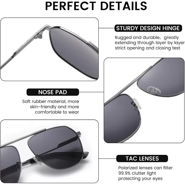 DUCO Aviator Sunglasses for Mens Womens Polarized Retro Sun Glasses Metal Frame for Driving Fishing 100 UV Protection 3035KGunmetal Frame Grey Len