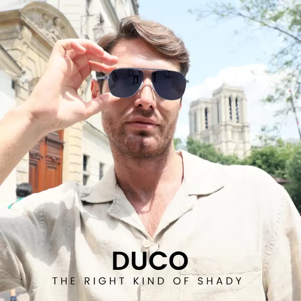 DUCO Aviator Sunglasses for Mens Womens Polarized Retro Sun Glasses Metal Frame for Driving Fishing 100 UV Protection 3035KGunmetal Frame Grey Len