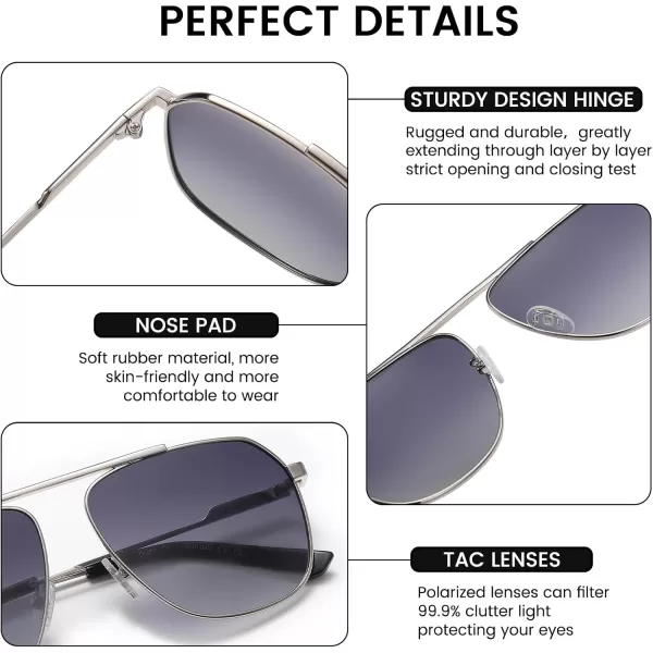 DUCO Aviator Sunglasses for Mens Womens Polarized Retro Sun Glasses Metal Frame for Driving Fishing 100 UV Protection 3035KSilver Frame Gradient Grey Len