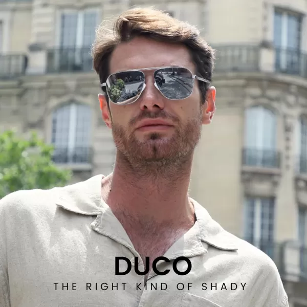 DUCO Aviator Sunglasses for Mens Womens Polarized Retro Sun Glasses Metal Frame for Driving Fishing 100 UV Protection 3035KSilver Frame Silver Len