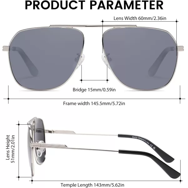 DUCO Aviator Sunglasses for Mens Womens Polarized Retro Sun Glasses Metal Frame for Driving Fishing 100 UV Protection 3035KSilver Frame Silver Len