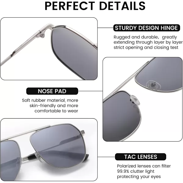 DUCO Aviator Sunglasses for Mens Womens Polarized Retro Sun Glasses Metal Frame for Driving Fishing 100 UV Protection 3035KSilver Frame Silver Len