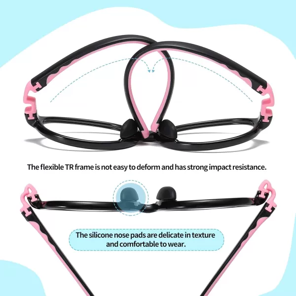 DUCO Blue Light Blocking Glasses for Kids Boys Girls Gaming Computer Glasses for Kids Age 510 K026Black Frame Pink Temple