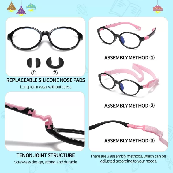 DUCO Blue Light Blocking Glasses for Kids Boys Girls Gaming Computer Glasses for Kids Age 510 K026Black Frame Pink Temple