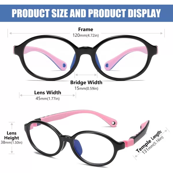 DUCO Blue Light Blocking Glasses for Kids Boys Girls Gaming Computer Glasses for Kids Age 510 K026Black Frame Pink Temple