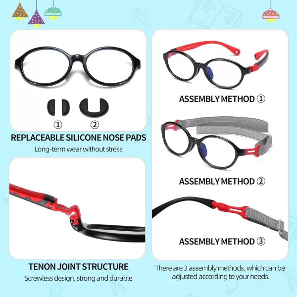 DUCO Blue Light Blocking Glasses for Kids Boys Girls Gaming Computer Glasses for Kids Age 510 K026Black Frame Red Temple