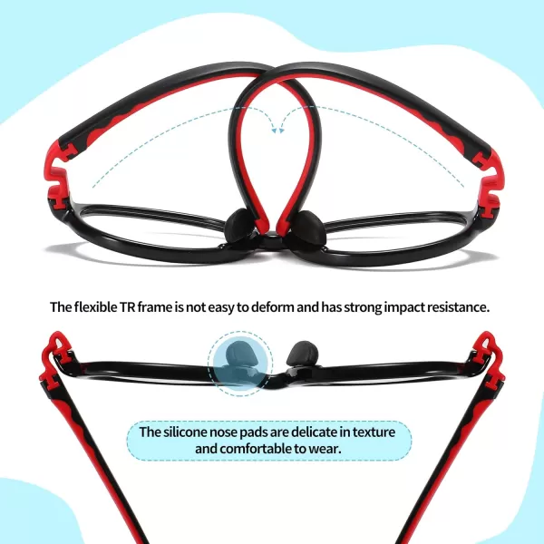 DUCO Blue Light Blocking Glasses for Kids Boys Girls Gaming Computer Glasses for Kids Age 510 K026Black Frame Red Temple