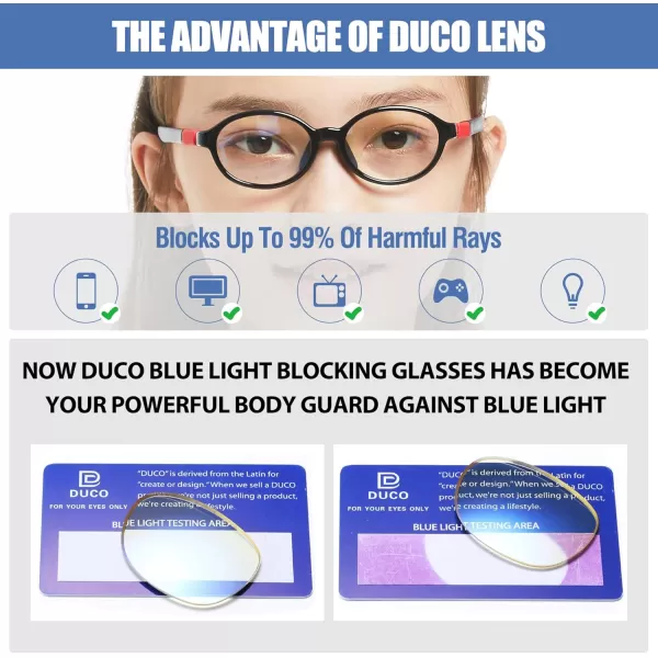 DUCO Blue Light Blocking Glasses for Kids Boys Girls Gaming Computer Glasses for Kids Age 510 K026Black Frame Red Temple