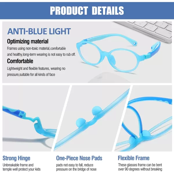 DUCO Blue Light Blocking Glasses for Kids Boys Girls Gaming Computer Glasses for Kids Age 510 K026Blue Frame Blue Temple