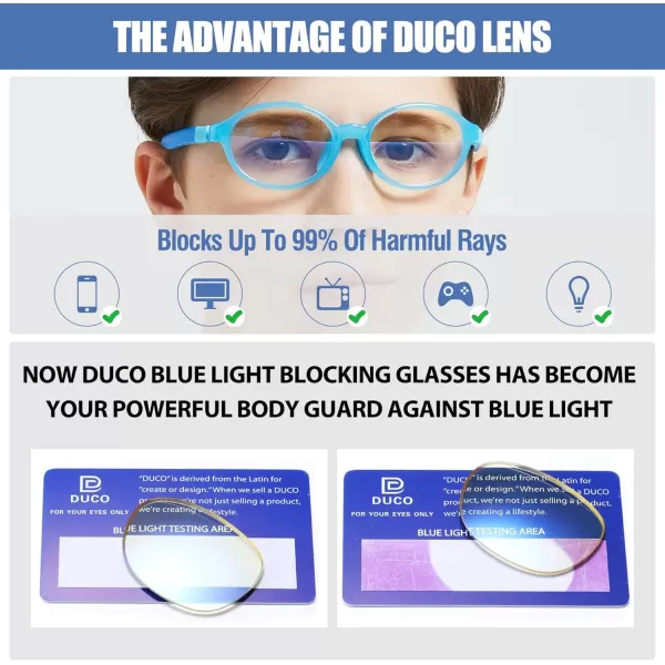 DUCO Blue Light Blocking Glasses for Kids Boys Girls Gaming Computer Glasses for Kids Age 510 K026Blue Frame Blue Temple