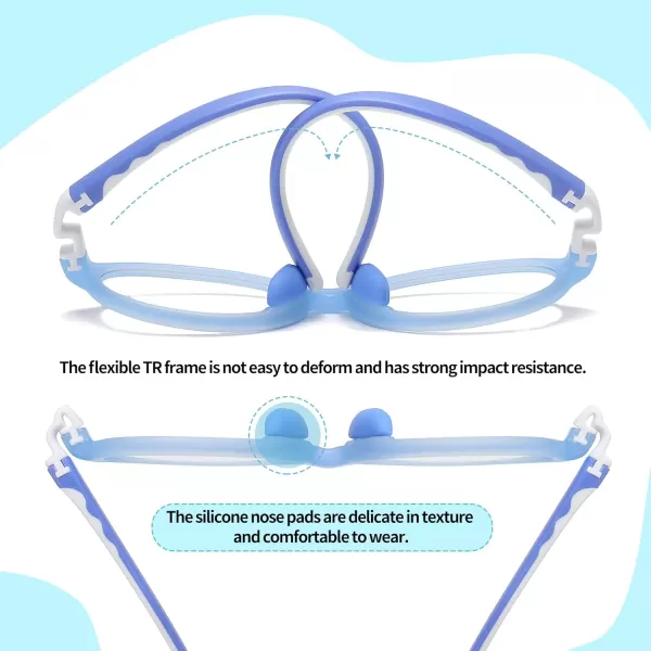 DUCO Blue Light Blocking Glasses for Kids Boys Girls Gaming Computer Glasses for Kids Age 510 K026Blue Frame White Temple