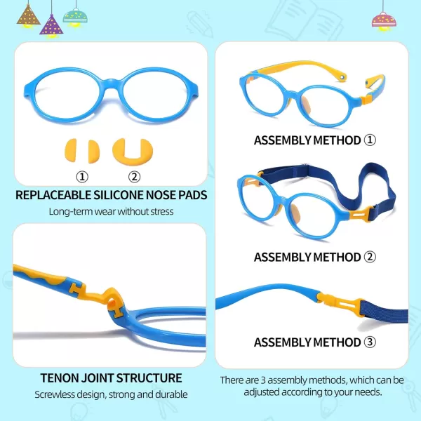 DUCO Blue Light Blocking Glasses for Kids Boys Girls Gaming Computer Glasses for Kids Age 510 K026Blue Frame Yellow Temple