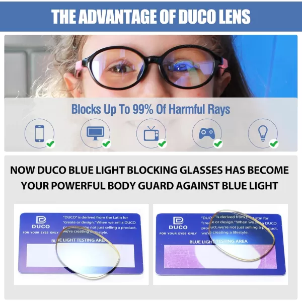 DUCO Blue Light Blocking Glasses for Kids Boys Girls Gaming Computer Glasses for Kids Age 510 K026Rose Red Frame Green Temple