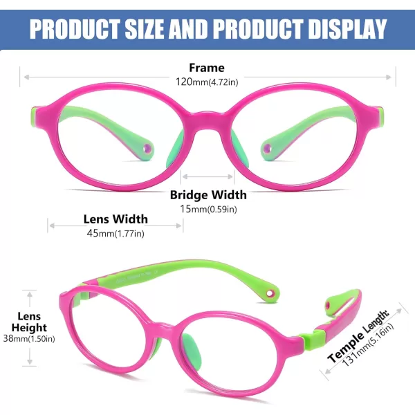 DUCO Blue Light Blocking Glasses for Kids Boys Girls Gaming Computer Glasses for Kids Age 510 K026Rose Red Frame Green Temple