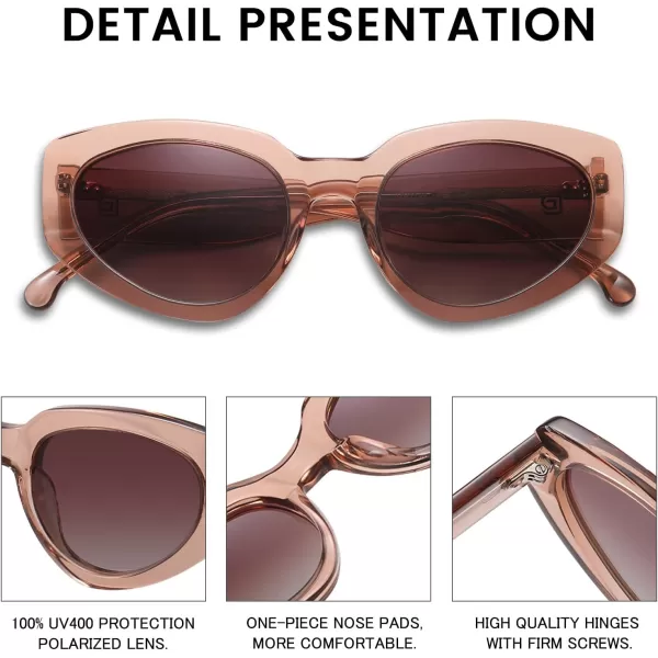 DUCO Cat Eye Sunglasses for Women Polarized UV400 Protection Acetate Frame Vintage Sun glasses DC1103Brown Frame Gradient Brown Lens