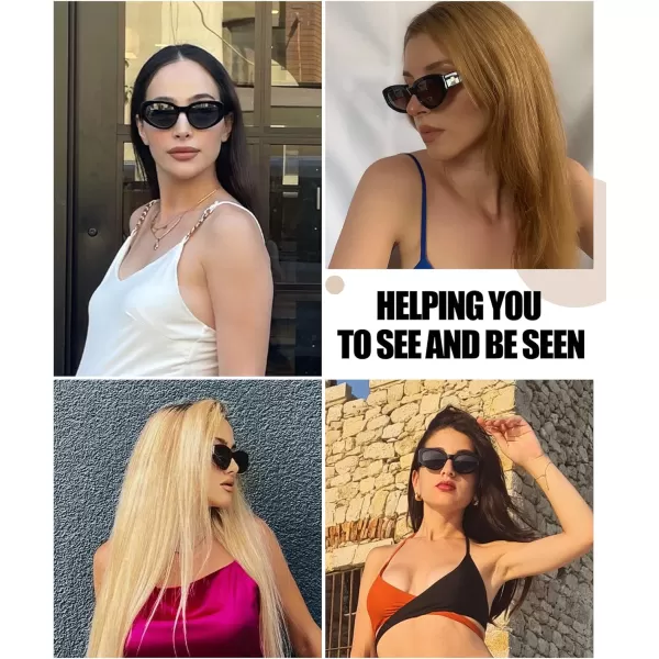 DUCO Cat Eye Sunglasses for Women Polarized UV400 Protection Acetate Frame Vintage Sun glasses DC1103Shine Black Frame Grey Lens