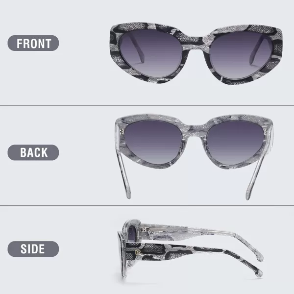 DUCO Cat Eye Sunglasses for Women Polarized UV400 Protection Acetate Frame Vintage Sun glasses DC1103Snake Frame Gradient Grey Lens