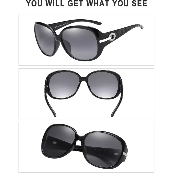 DUCO Classic Sunglasses for Women polarized womens sunglasses 100 UV Protection Shades 6214Black Frame Gray Lens