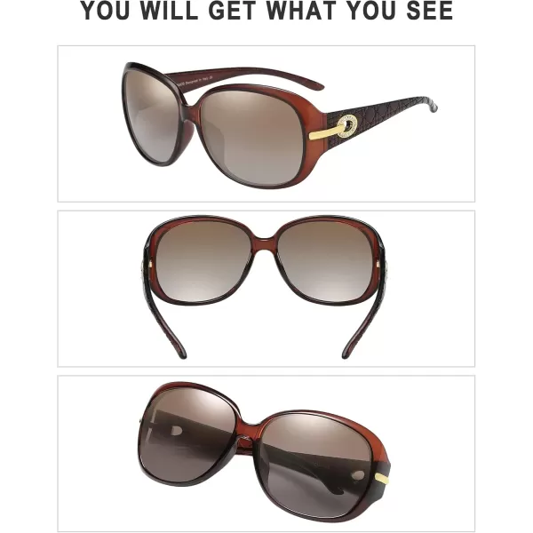 DUCO Classic Sunglasses for Women polarized womens sunglasses 100 UV Protection Shades 6214Brown Frame Brown Lens