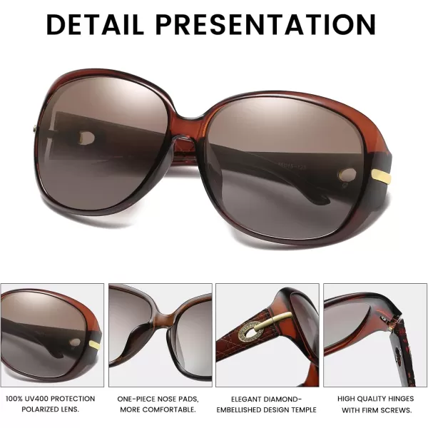 DUCO Classic Sunglasses for Women polarized womens sunglasses 100 UV Protection Shades 6214Brown Frame Brown Lens