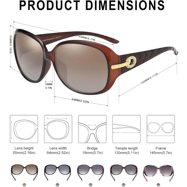DUCO Classic Sunglasses for Women polarized womens sunglasses 100 UV Protection Shades 6214Brown Frame Brown Lens