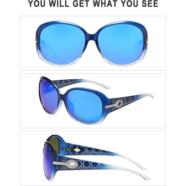 DUCO Classic Sunglasses for Women polarized womens sunglasses 100 UV Protection Shades 6214Gradient Blue Frame Revo Blue Lens