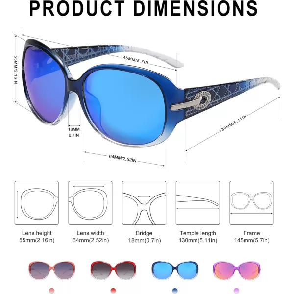 DUCO Classic Sunglasses for Women polarized womens sunglasses 100 UV Protection Shades 6214Gradient Blue Frame Revo Blue Lens