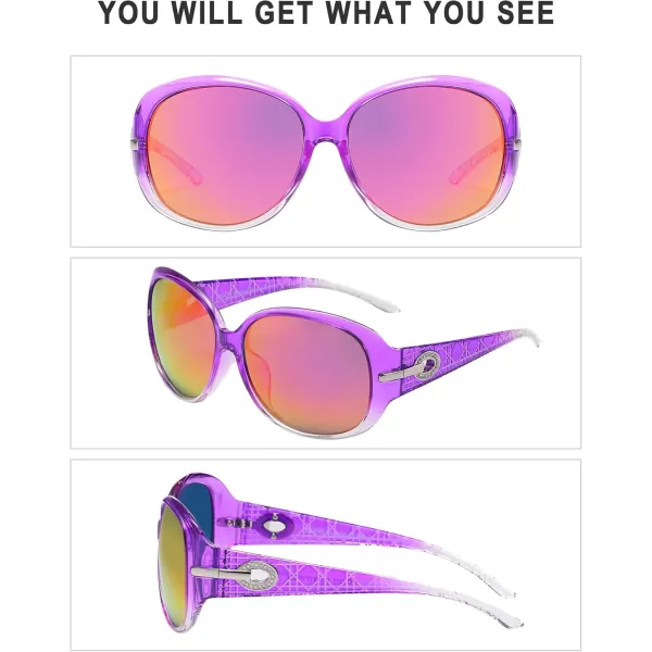 DUCO Classic Sunglasses for Women polarized womens sunglasses 100 UV Protection Shades 6214Gradient Purple Frame Revo Red Lens