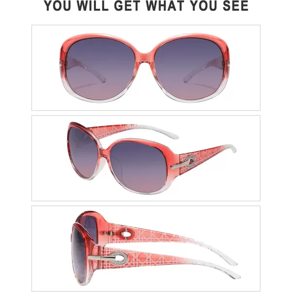 DUCO Classic Sunglasses for Women polarized womens sunglasses 100 UV Protection Shades 6214Gradient Red Frame Purple Lens