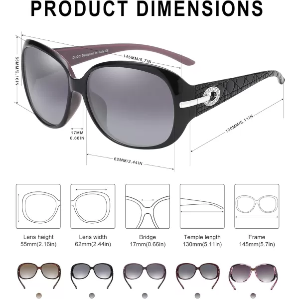 DUCO Classic Sunglasses for Women polarized womens sunglasses 100 UV Protection Shades 6214Purple Frame Gray Lens