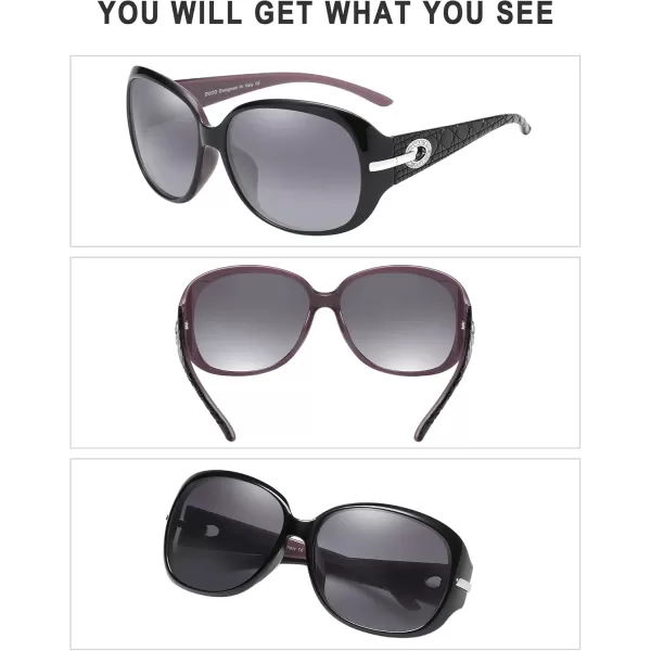 DUCO Classic Sunglasses for Women polarized womens sunglasses 100 UV Protection Shades 6214Purple Frame Gray Lens