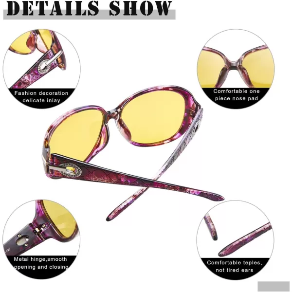 DUCO Classic Sunglasses for Women polarized womens sunglasses 100 UV Protection Shades 6214Purple Tortoise Frame Night Vision Lens
