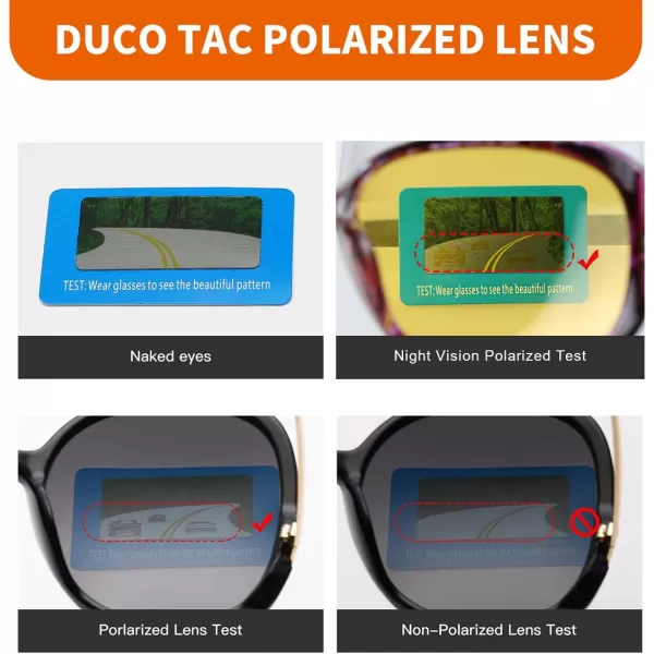 DUCO Classic Sunglasses for Women polarized womens sunglasses 100 UV Protection Shades 6214Purple Tortoise Frame Night Vision Lens