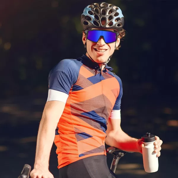 DUCO Cycling Sunglasses for Men Women Polarized Sports Sunglasses UV400 Baseball Sun glasses Anti Scratch Goggles DC0040Black Frame Blue Len