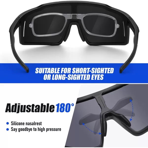 DUCO Cycling Sunglasses for Men Women Polarized Sports Sunglasses UV400 Baseball Sun glasses Anti Scratch Goggles DC0040Black Frame Grey Len