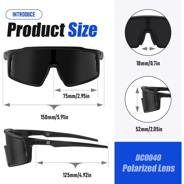 DUCO Cycling Sunglasses for Men Women Polarized Sports Sunglasses UV400 Baseball Sun glasses Anti Scratch Goggles DC0040Black Frame Grey Len
