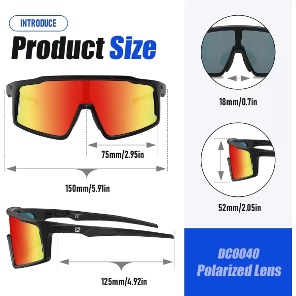 DUCO Cycling Sunglasses for Men Women Polarized Sports Sunglasses UV400 Baseball Sun glasses Anti Scratch Goggles DC0040Black Frame Red Len