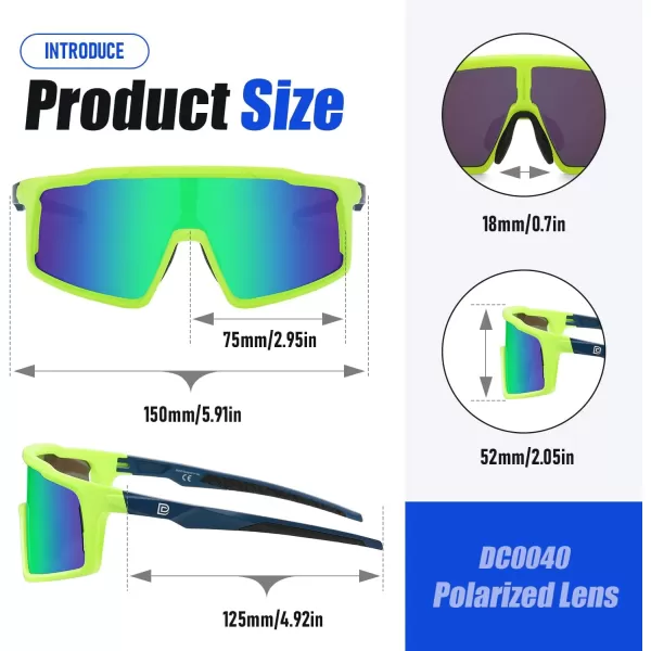 DUCO Cycling Sunglasses for Men Women Polarized Sports Sunglasses UV400 Baseball Sun glasses Anti Scratch Goggles DC0040Green Frame Green Len