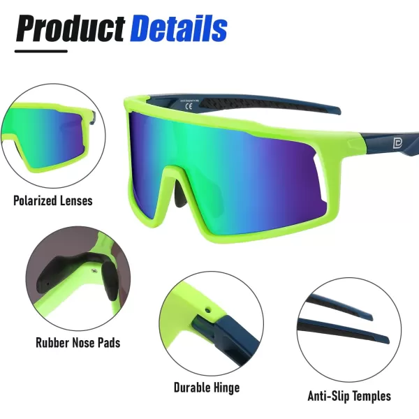 DUCO Cycling Sunglasses for Men Women Polarized Sports Sunglasses UV400 Baseball Sun glasses Anti Scratch Goggles DC0040Green Frame Green Len