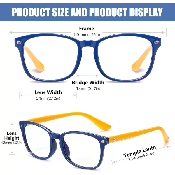 DUCO Kids Blue Light Glasses Girls Boys Computer Gaming Eyeglasses Anti UVBluelight Glasses for Kids Age 610 K028Blue Yellow