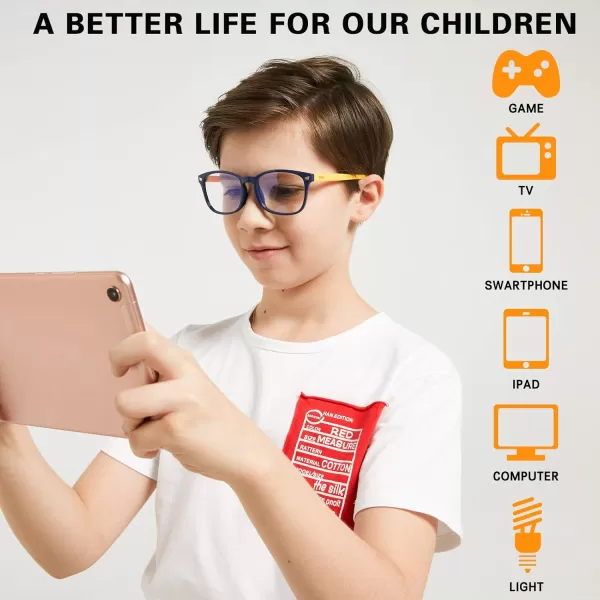 DUCO Kids Blue Light Glasses Girls Boys Computer Gaming Eyeglasses Anti UVBluelight Glasses for Kids Age 610 K028Blue Yellow