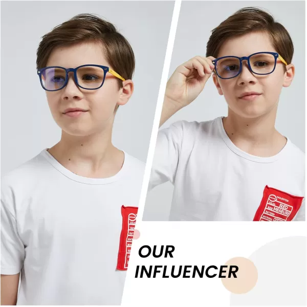 DUCO Kids Blue Light Glasses Girls Boys Computer Gaming Eyeglasses Anti UVBluelight Glasses for Kids Age 610 K028Blue Yellow